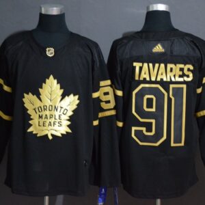 Maple Leafs 91 John Tavares Black Gold Men Jersey
