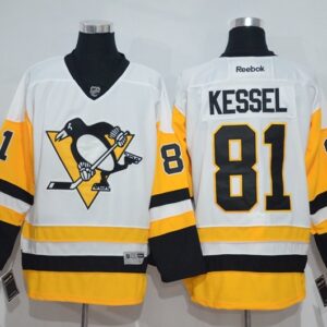 Penguins 81 Phil Kessel White Yellow Reebok Men Jersey