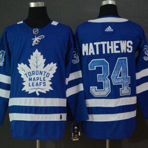 Maple Leafs 34 Auston Matthews Blue Drift Fashion Men Jersey