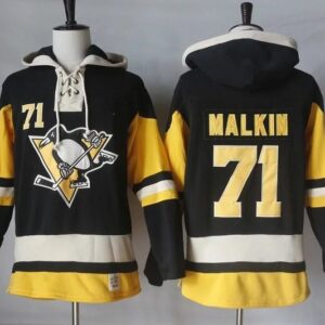 Penguins 71 Evgeni Malkin Black Yellow Men Sweatshirt