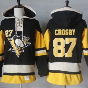 Penguins 87 Sidney Crosby Black Yellow Men Sweatshirt