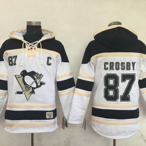 Penguins 87 Sidney Crosby White Old Time Men Hoodie