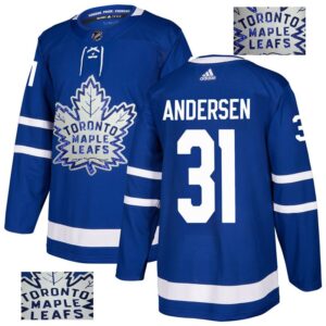 Maple Leafs 31 Frederik Andersen Blue Glittery Edition Men Jersey