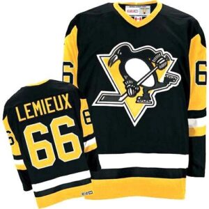 Penguins 66 Mario Lemieux Black CCM Throwback Youth Jersey