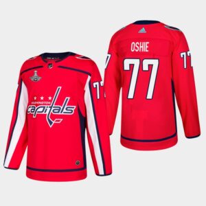 Washington Capitals 77 TJ Oshie Red 2018 Stanley Cup Champions Patch Men Jersey