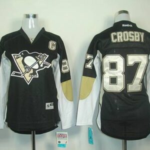 Penguins 87 Sidney Crosby Black Home Women Jersey