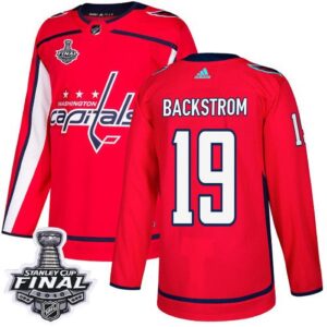 Washington Capitals 19 Nicklas Backstrom Red 2018 Stanley Cup Final Patch Men Jersey