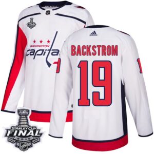 Washington Capitals 19 Nicklas Backstrom White 2018 Stanley Cup Final Patch Men Jersey