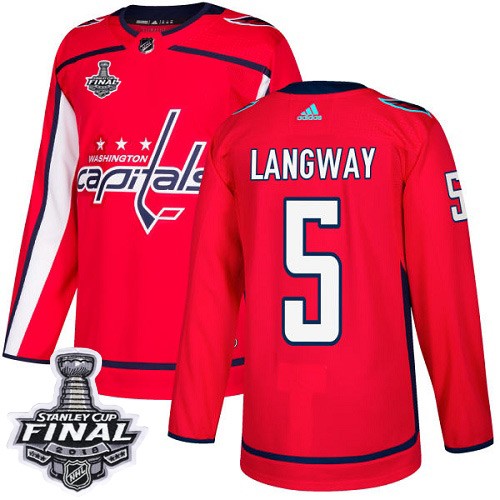 Washington Capitals 5 Rod Langway Red 2018 Stanley Cup Final Patch Men Jersey