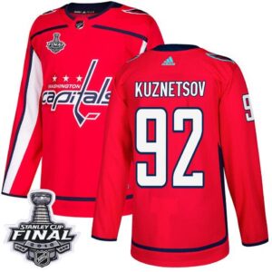 Washington Capitals 92 Evgeny Kuznetsov Red 2018 Stanley Cup Final Patch Men Jersey