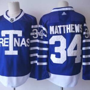 Maple Leafs 34 Auston Matthews Blue 1918 Arenas Throwback Men Jersey