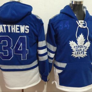 Maple Leafs 34 Auston Matthews 100th Anniversary Blue Men Sweatshirt
