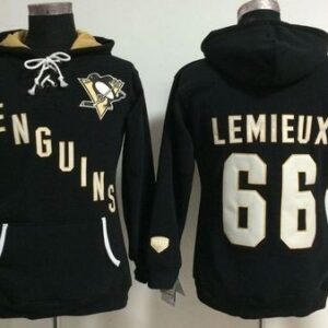 Penguins 66 Mario Lemieux Black Old Time Heidi Women Hoodie