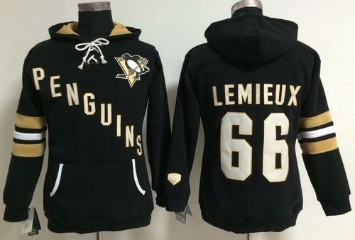 Penguins 66 Mario Lemieux Black Old Time Heidi Women Hoodie