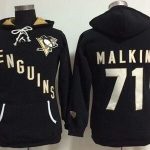 Penguins 71 Evgeni Malkin Black Old Time Heidi Women Hoodie