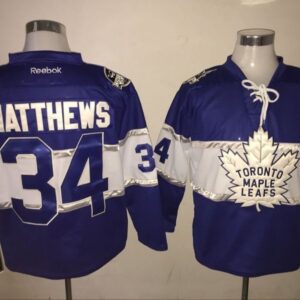 Maple Leafs 34 Auston Matthews 100th Anniversary Blue Reebok Men Jersey