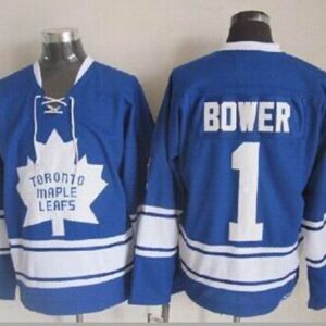 Maple Leafs 1 Johnny Bower Blue CCM Throwback Men Jersey