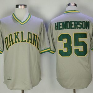 Athletics 35 Rickey Henderson Gray Throwback Men Jersey