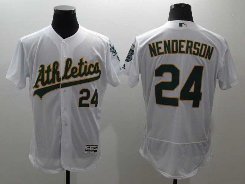 MLB Athletics 24 Rickey Henderson White Flexbase Men Jersey