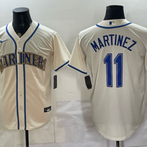 Seattle Mariners 11 Martinez Cream Cool Base Men Jersey
