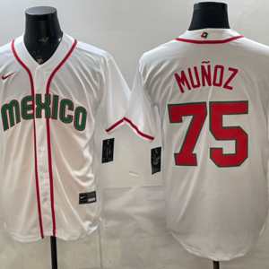 Team Mexico Mariners 75 Munoz White 2026 World Cup Cool Base Men Jersey