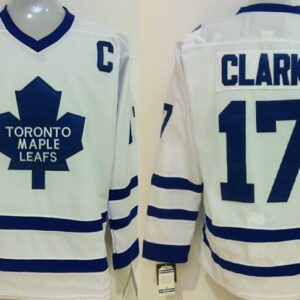 Maple Leafs 17 Wendel Clark White CCM Throwback Men Jersey
