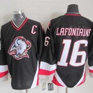 Sabres 16 Pat Lafontaine Black CCM Throwback Men Jersey