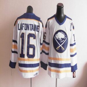 Sabres 16 Lafontaine White CCM Throwback Men Jersey