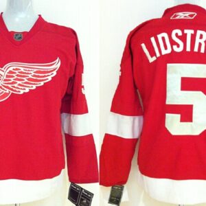Red Wings 5 Nicklas Lidstrom Red With C Patch Men Jersey