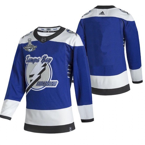 Lightning Blank 2021 Blue Stanley Cup Champions Reverse Retro Men Jersey