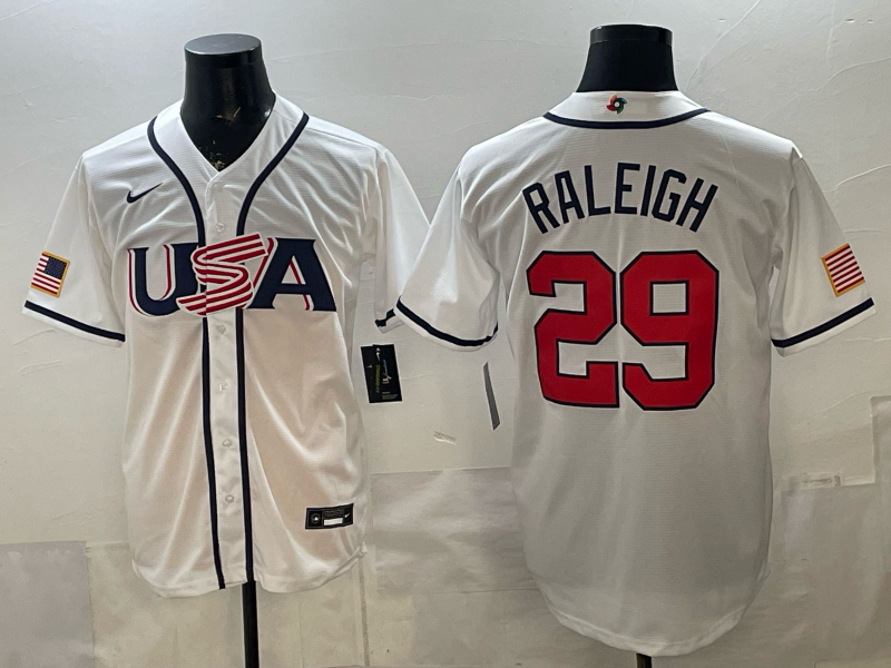 Seattle Mariners 29 Raleigh White World Cup Cool Base Men Jersey