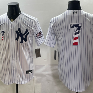 New York Yankees 7 Mickey Mantle White USA 250 Fourth of July Cool Base Men Jersey