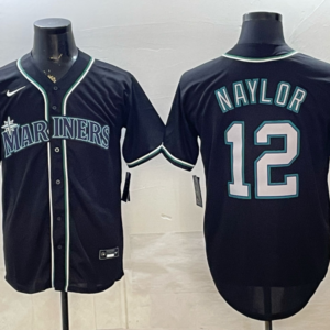 Seattle Mariners 12 Naylor Black Cool Base Men Jersey