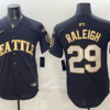 Seattle Mariners 29 Raleigh Black Gold Cool Base Men Jersey