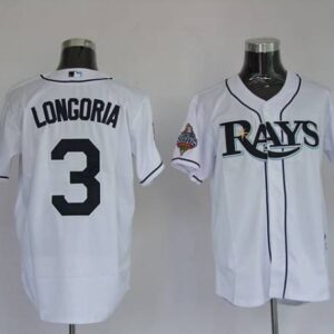 MLB Rays 3 Evan Longoria White Men Jersey