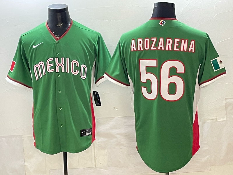 Team Mexico Mariners 56 Arozarena Green 2026 World Cup Cool Base Men Jersey