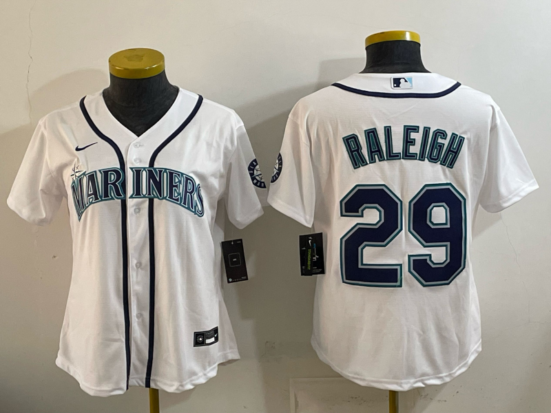 Seattle Mariners 29 Raleigh White Cool Base Youth Jersey