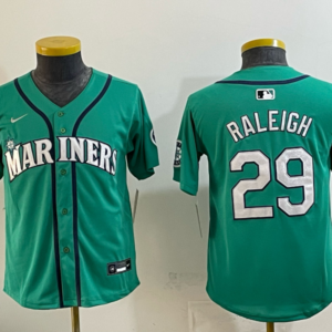 Seattle Mariners 29 Raleigh Green Cool Base Youth Jersey