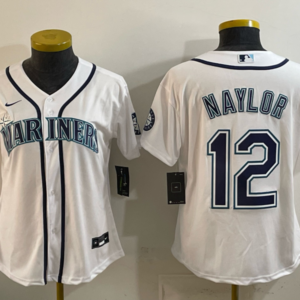 Seattle Mariners 12 Naylor White Cool Base Youth Jersey