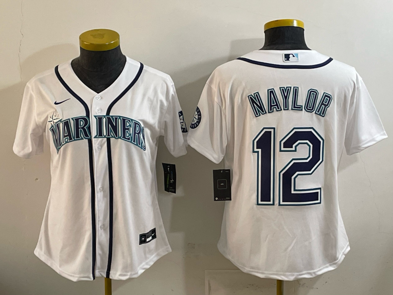 Seattle Mariners 12 Naylor White Cool Base Youth Jersey
