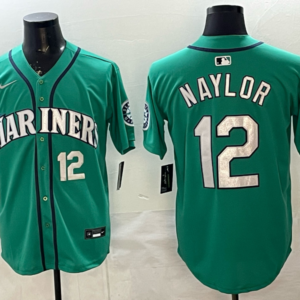 Seattle Mariners 12 Naylor Green Cool Base Men Jersey
