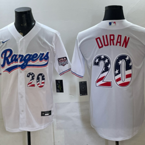 Texas Rangers 20 Duran White USA 250 Fourth of July Men Jersey
