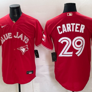 Toronto Blue Jays 29 Carter Red 50th Anniversary Men Jersey