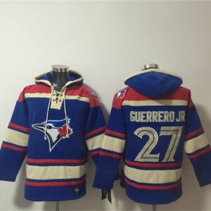 Toronto Blue Jays 27 Vladimir Guerrero Jr. Royal Ageless Must-Have Lace-Up Pullover Hoodie