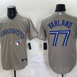 Toronto Blue Jays 77 Louis Varland Grey 50th Anniversary Cool Base Men Jersey