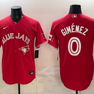 Toronto Blue Jays 0 Gimenez Red 50th Anniversary Cool Base Men Jersey