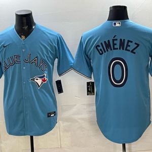 Toronto Blue Jays 0 Gimenez Light Blue 50th Anniversary Cool Base Men Jersey