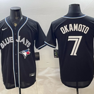 Toronto Blue Jays 7 Okamoto Black Cool Base Men Jersey