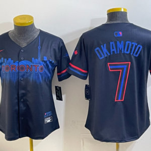Toronto Blue Jays 7 Kazuma Okamoto Black City Cool Base Youth Jersey
