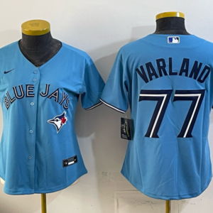 Toronto Blue Jays 77 Varland Light Blue Cool Base Women Jersey